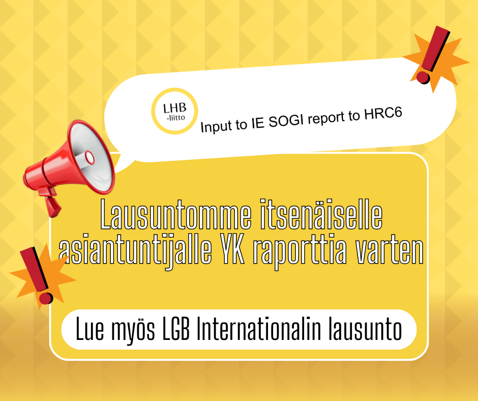 Vastasimme YK:n itsenäisen asiantuntijan lausuntopyyntöön